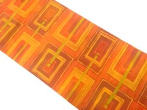 幾何学模様織り出し　名古屋帯